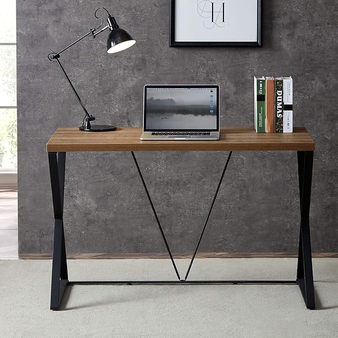 Computer Desk 47 in, Home Office Writing Desk, Modern Simple Style Wood Table, Brown - LeafyLoom