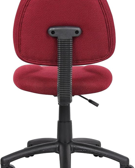 Boss Office Products Perfect Posture Delux Fabric Task Chair without Arms in Burgundy - LeafyLoom