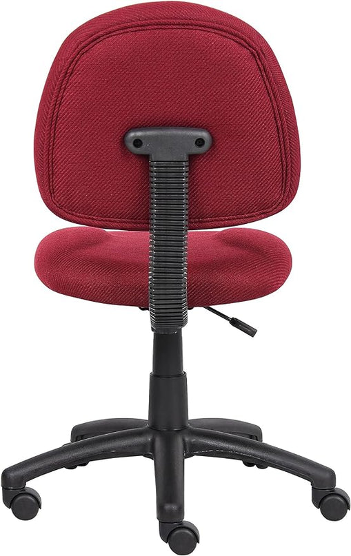 Boss Office Products Perfect Posture Delux Fabric Task Chair without Arms in Burgundy - LeafyLoom