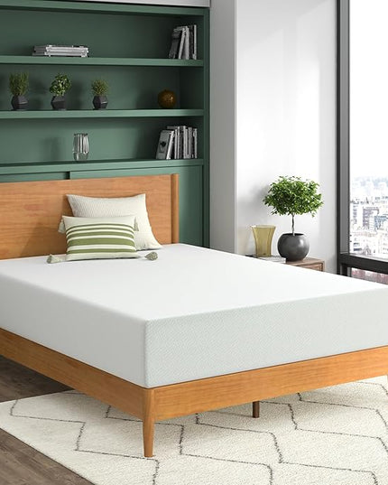 ZINUS 12 Inch Green Tea Memory Foam Mattress, Twin, Fiberglass Free, Patented Custom Contour Support, Sturdy Base Foam, CertiPUR-US Certified, Mattress in A Box, White - LeafyLoom