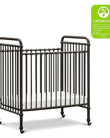 NAMESAKE Abigail 3-in-1 Convertible Mini Metal Crib in Vintage Iron, Greenguard Gold Certified - LeafyLoom