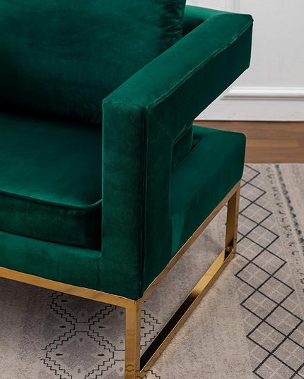 Roundhill Furniture Lenola Upholstered Accent Arm Chair, Green 27.5D x 29.75W x 34.5H in - LeafyLoom