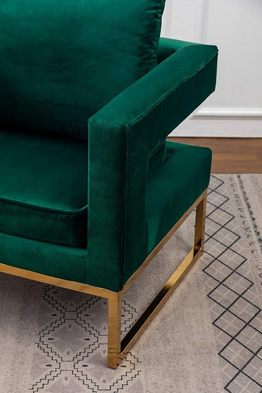 Roundhill Furniture Lenola Upholstered Accent Arm Chair, Green 27.5D x 29.75W x 34.5H in - LeafyLoom
