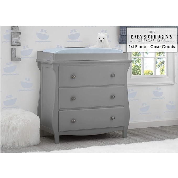 Delta Children Lancaster 4-in-1 Convertible Baby Crib & 3 Drawer Dresser with Changing Top, Grey - LeafyLoom