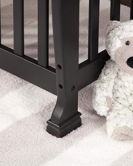 DaVinci Kalani 4-in-1 Convertible Mini Crib in Ebony | Greenguard Gold Certified - LeafyLoom