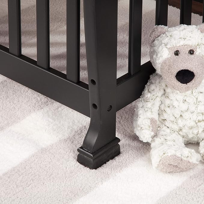 DaVinci Kalani 4-in-1 Convertible Mini Crib in Ebony | Greenguard Gold Certified - LeafyLoom