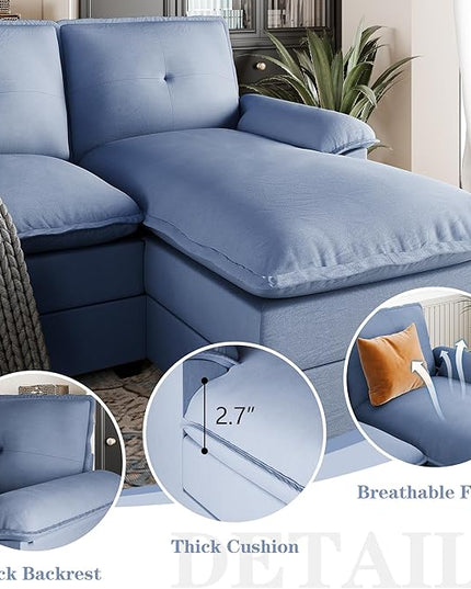 Shintenchi 110" Modular Sectional Couches for Living Room, U-Shaped Sofa Couch with Double Chaise, 4 Seat Sofa Sets with Thick Cushion & Soft Backrest, Blue - LeafyLoom