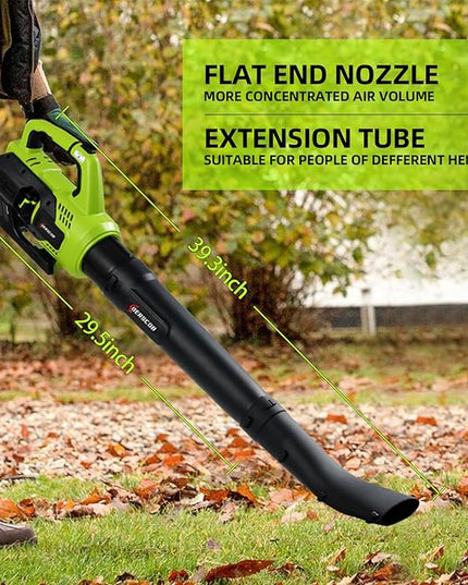 Leaf Blower Cordless, 580CFM/160MPH Electric Leaf Blower with 4.0Ah Battery Powered, Blower with Extension Nozzle, Lightweight Leaf Blowers for Lawn Care, Yard, Garage, Patio & Sidewalk Blowing - LeafyLoom