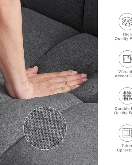 mopio Aaron Couch, Small Sofa, Futon, Sofa Bed, Sleeper Sofa, Loveseat, Mid Century Modern Futon Couch, Sofa Cama, Couches for Living Room, Bedroom (Dark Gray, Fabric) - LeafyLoom