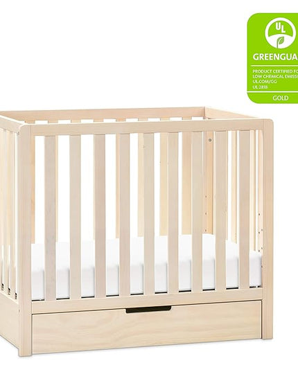 Carter's by DaVinci Colby 4-in-1 Convertible Mini Crib with Trundle Drawer in Washed Natural, Greenguard Gold Certified, Undercrib Storage - LeafyLoom