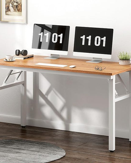 Need 47 inches Computer Desk Office Desk Folding Table with BIFMA Certification Computer Table Workstation,Teak White AC5BW-120 - LeafyLoom
