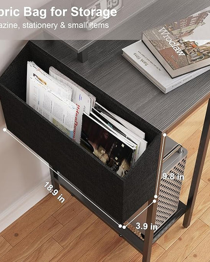 L Shaped Gaming Desk with Power Outlets & LED Lights, Computer Desk with Monitor Stand & Storage Shelf, Home Office Desk Corner Desk with Hooks, Easy to Assemble, Grey - LeafyLoom