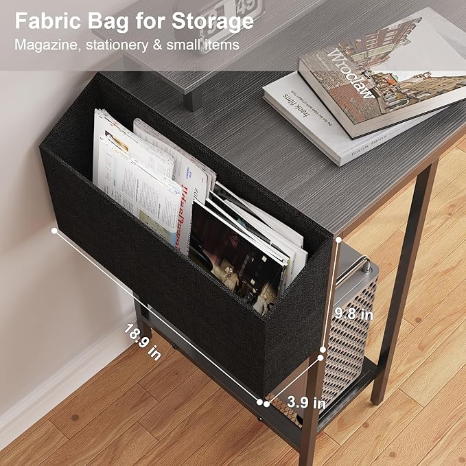 L Shaped Gaming Desk with Power Outlets & LED Lights, Computer Desk with Monitor Stand & Storage Shelf, Home Office Desk Corner Desk with Hooks, Easy to Assemble, Grey - LeafyLoom