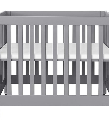 Babyletto Origami Mini Portable Folding Crib with Wheels in Grey, 2 Adjustable Mattress Positions, Greenguard Gold Certified - LeafyLoom