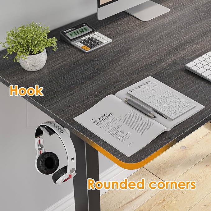 STARY Electric Memory Preset 40 x 24 Inches Adjustable Height Computer Workstation Sit Stand Home Office Desk with Splice Board, 4024, Abner Walnut Desktop/Black Frame - LeafyLoom