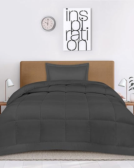 Utopia Bedding Twin Comforter Set Kids with 1 Pillow Sham, Bedding Comforter Sets, Down Alternative Grey Comforter, Soft and Comfortable, Machine Washable - LeafyLoom