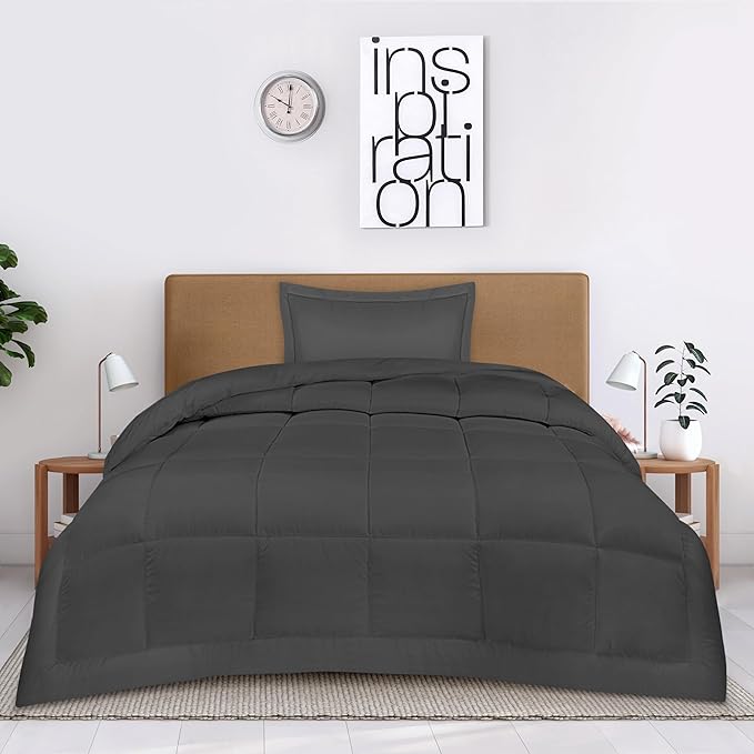 Utopia Bedding Twin Comforter Set Kids with 1 Pillow Sham, Bedding Comforter Sets, Down Alternative Grey Comforter, Soft and Comfortable, Machine Washable - LeafyLoom