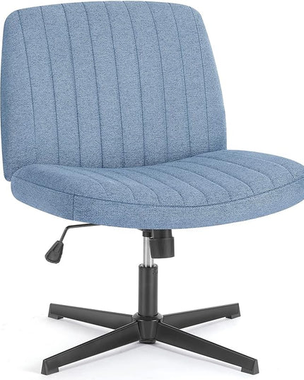 OLIXIS Cross Legged Armless Wide Adjustable Swivel Padded Home Office Desk Chair, Blue - LeafyLoom