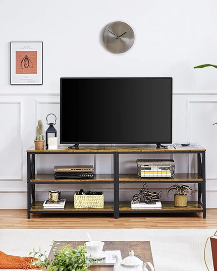 Yaheetech TV Stand for TVs Up to 70 Inches, Entertainment Center with 3-Tier Wooden Storage Shelves TV Console for Living Room, Rustic Brown - LeafyLoom