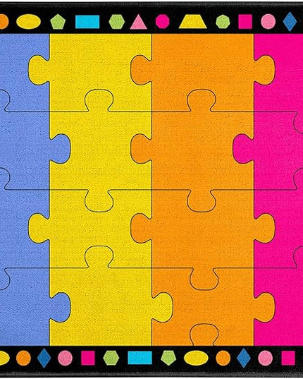 Booooom Jackson Classroom Rug Elementary Classroom Carpet 6'5"x8'5"Preschool Rugs Colorful Puzzle Seating Rug with Non-Slip Backing School Classroom Kid Rug (PzPK-2620) - LeafyLoom