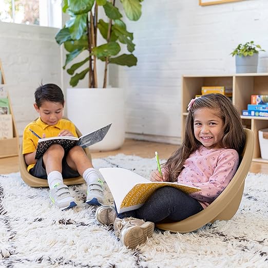 ECR4Kids Leaf Floor Seat, Rocker Chair, Sand, 6-Piece - LeafyLoom