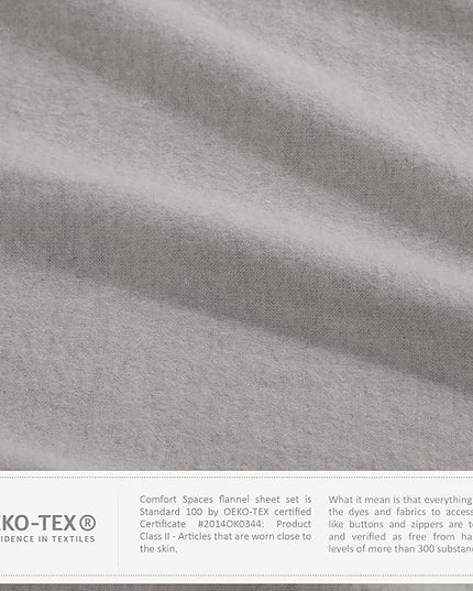 Comfort Spaces Cotton Flannel Breathable Warm Deep Pocket Sheets with Pillow Case Bedding, Full, Grey Solid 4 Piece - LeafyLoom