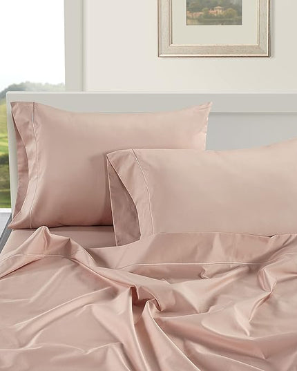 LANE LINEN Split King Sheets for Adjustable Beds - 1000 Thread Count 5 Piece Set 100% Egyptian Cotton Sateen Weave Cool Breathable & Soft 2 Fitted Fits Upto 17" Deep Pockets Sepia Rose - LeafyLoom