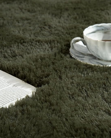 Softlife Ultra Soft Fluffy Area Rugs for Bedroom, Girls and Boys Room Kids Room Nursery Rug, 6 x 9 Feet Shaggy Large Fur Indoor Plush Modern Floor Carpet for Living Room Christmas Decor, Olive Green - LeafyLoom