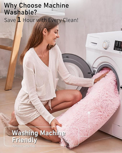 Ophanie Machine Washable 5x8 Rugs for Living Room,Pink Fluffy Carpet Large Fuzzy Plush Shag Comfy Soft, Non-Slip Indoor Floor Carpet,for Kids Boys Girls, Room,Bedroom,Playroom, Home Decor Aesthetic - LeafyLoom