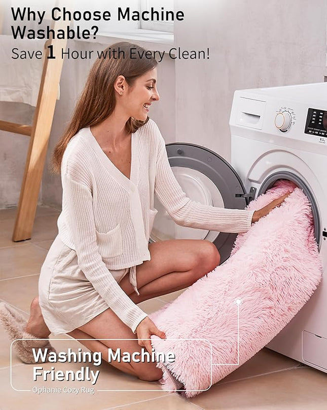 Ophanie Machine Washable 5x8 Rugs for Living Room,Pink Fluffy Carpet Large Fuzzy Plush Shag Comfy Soft, Non-Slip Indoor Floor Carpet,for Kids Boys Girls, Room,Bedroom,Playroom, Home Decor Aesthetic - LeafyLoom
