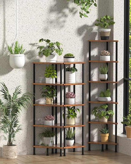 Corner Shelf, Corner Bookcase, Industrial 5-Tier Square Shelf Stand Display Rack,Wall Corner Bookshelf, Living Room, Home Office, Kitchen - LeafyLoom
