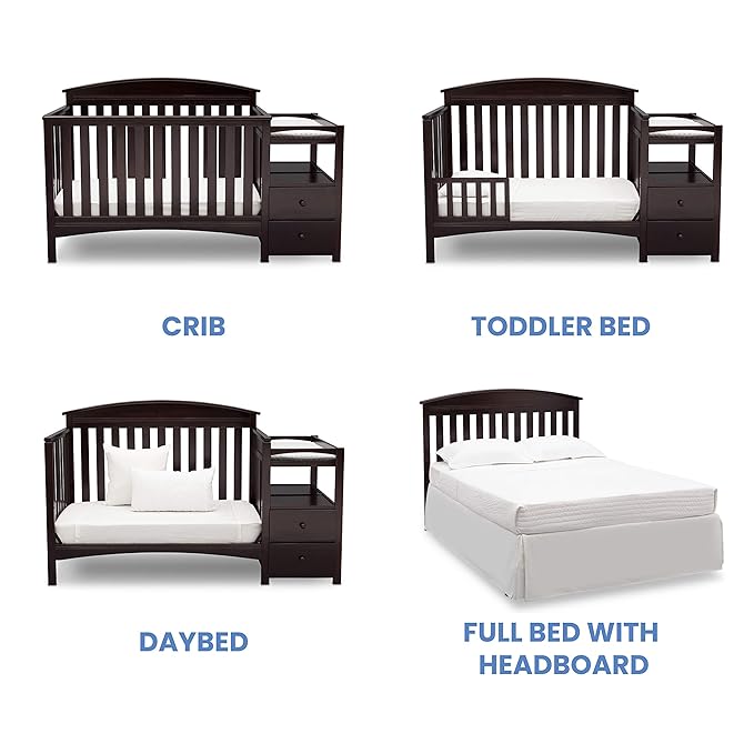 Delta Children Abby Convertible Crib and Changer, Dark Chocolate - LeafyLoom