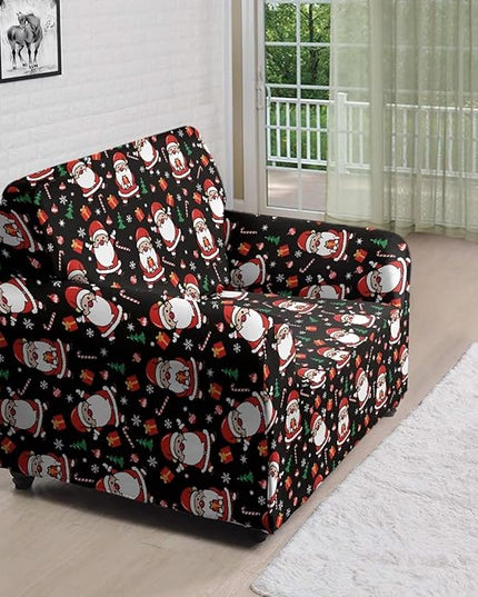 FKELYI Christmas Decorations Indoor Easy Going Stretch Sofa Slipcover Santa Claus Sofa Couch Cover Comfortable Furniture Protector S FKELYI