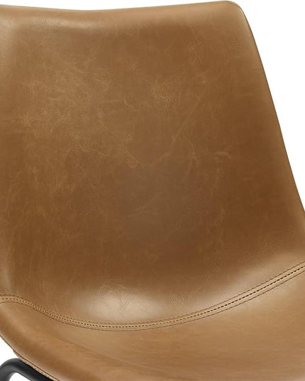 Walker Edison Douglas Urban Industrial Faux Leather Armless Dining Chairs, Set of 2, Whiskey Brown - LeafyLoom