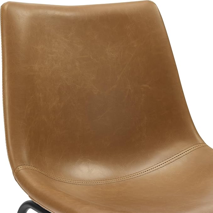 Walker Edison Douglas Urban Industrial Faux Leather Armless Dining Chairs, Set of 2, Whiskey Brown - LeafyLoom