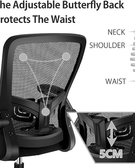 FelixKing Office Chair, Home Desk Chair with Lumbar Support Adjustable Height and Swivel Gaming Computer Chair with Flip up Armrests for Meeting Room (Black) - LeafyLoom