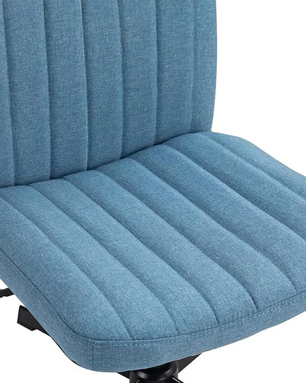 Panana Office Chair Fabric Padded Seat Armless Desk Chair Swivel Computer Task Chair Mid-Back No Wheels Accent Chair (Blue) - LeafyLoom