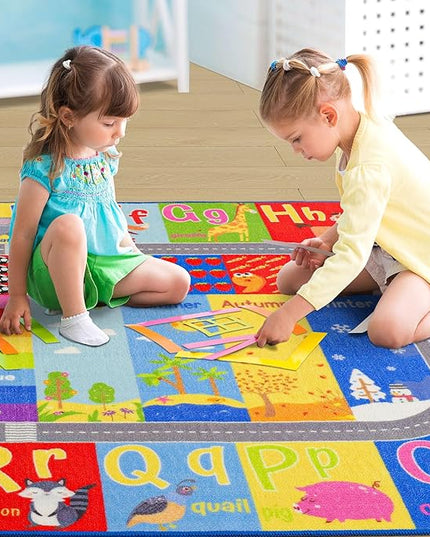 Kids Rugs For Playroom, ABC Alphabet Numbers Classroom Rug, 3x5 Feet Educational Learning and Fun Playroom Rug, Non Slip Nursery Rug, Kids Play Mat for Kids Room, Toddler Classroom and Bedroom - LeafyLoom