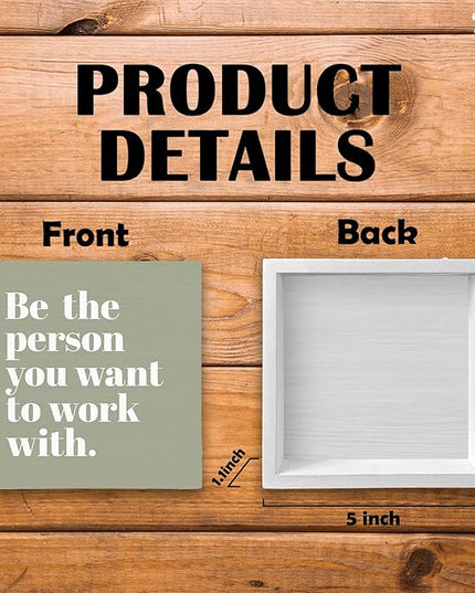 Be The Person You Want to Work With Inspirational Black Wood Box Sign Desk Decor, Teamwork Motivational Green Wooden Block Sign Decorations for Home Office Workplace Wall Tabletop Shelf Decor - LeafyLoom