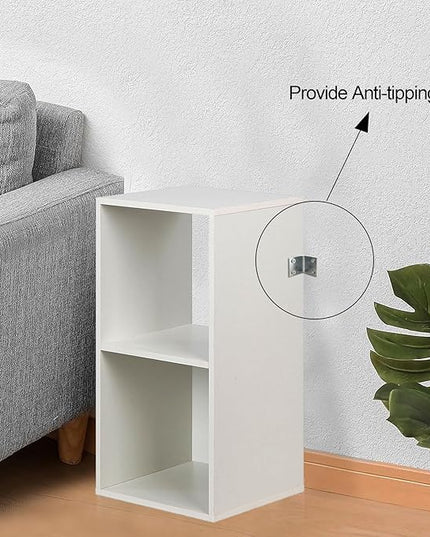 PACHIRA E-Commerce Wooden Storage Cubes Bookcase, Unit Shelf, Closet Cabinet, Organizer Rack in Living Room, Bedroom, Study, 2 Cube, White - LeafyLoom