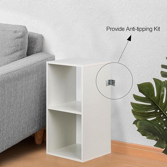PACHIRA E-Commerce Wooden Storage Cubes Bookcase, Unit Shelf, Closet Cabinet, Organizer Rack in Living Room, Bedroom, Study, 2 Cube, White - LeafyLoom