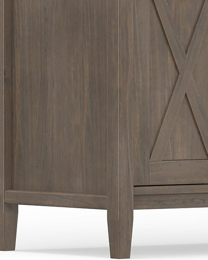 SIMPLIHOME Ela SOLID WOOD Wide Transitional Media Stand for TVs up to 80 inches for The Living Room and Entertainment Center, 72 inch, Smoky Brown - LeafyLoom