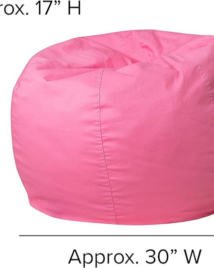 Flash Furniture Dillon Small Bean Bag Chair for Kids and Teens, Foam-Filled Beanbag Chair with Machine Washable Cover, Light Pink - LeafyLoom