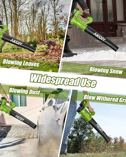 Cordless Leaf Blower - 90 MPH/440 CFM, Brushless Motor, Electric Leaf Blower, 2 X 21V 4.0Ah Battery and Charger,Lightweight and Powerful Battery Operated for Lawn Care, Yard, Garage Cleaning - LeafyLoom