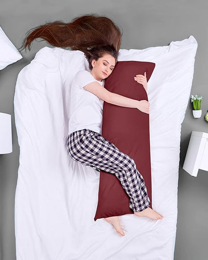 Utopia Bedding Full Body Pillow for Adults (Burgundy, 20 x 54 Inch), Long Pillow for Sleeping, Large Pillow Insert for Side Sleepers - LeafyLoom