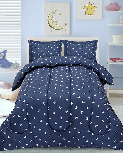 Utopia Bedding All Season Moon Comforter Set with 2 Pillow Cases, 3 Piece Soft Brushed Microfiber Kids Bedding Set for Boys/Girls, Machine Washable (Twin) - LeafyLoom