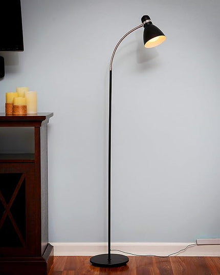 Brightech Avery Floor Lamp, Dimmable Standing Lamp With Sturdy Base, Floor Lamp for Over Chair Bedroom Reading, Modern LED Lamp for Living Rooms, Tall Lamp for Offices, Great Living Room Decor - Black - LeafyLoom