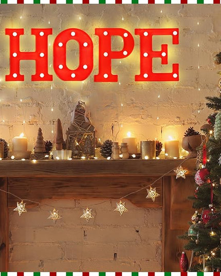 VIHOSE Christmas LED Letter Lights Sign Table Decoration Christmas Light up Letters Battery Powered Letter for Home Bar Christmas Party Bedroom Tabletop Decoration Gift (Hope) VIHOSE