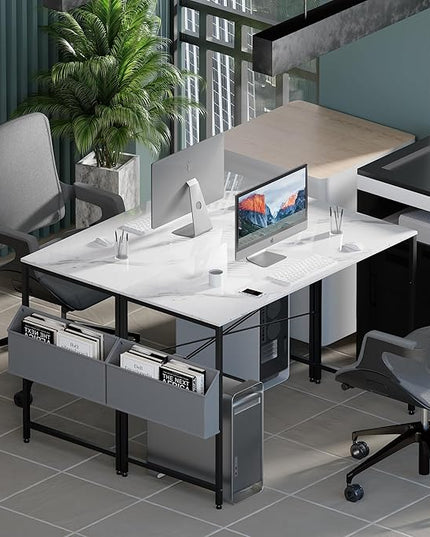 Pamray 47 Inch Computer Desk for Small Spaces with Storage Bag, Home Office Work Desk with Headphone Hook, Small Office Desk Study Writing Table - LeafyLoom