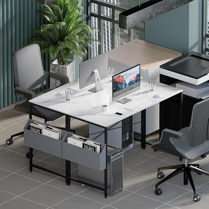 Pamray 47 Inch Computer Desk for Small Spaces with Storage Bag, Home Office Work Desk with Headphone Hook, Small Office Desk Study Writing Table - LeafyLoom